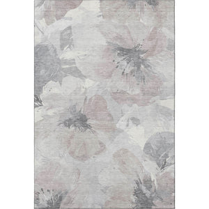 HomeRoots 8' Washable Floral Area Rug in Taupe, Ivory & Gray - UV Protected, Stain-Resistant, Durable Design 694416