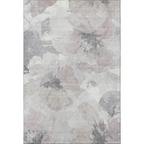 HomeRoots 8' Washable Floral Area Rug in Taupe, Ivory & Gray - UV Protected, Stain-Resistant, Durable Design 694416