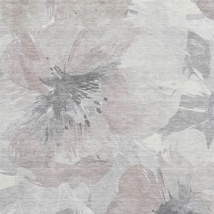 HomeRoots 9' X 12' Floral Area Rug in Taupe, Ivory & Gray – Washable, UV-Protected, Durable for Homes with Kids & Pets 694417