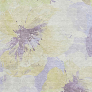HomeRoots 5' X 8' Floral Area Rug in Wheat, Lavender & Ivory – Washable, UV Protected & Perfect for High-Traffic Spaces 694420