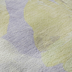 HomeRoots 9' X 12' Floral Area Rug in Wheat, Lavender & Ivory – Washable, UV-Protected & Stain Resistant! 694423