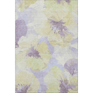 HomeRoots 9' X 12' Floral Area Rug in Wheat, Lavender & Ivory – Washable, UV-Protected & Stain Resistant! 694423
