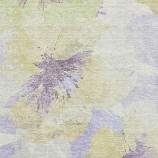 HomeRoots 10' X 14' Floral Area Rug in Wheat, Lavender & Ivory - Washable, Durable with UV Protection & Style 694424