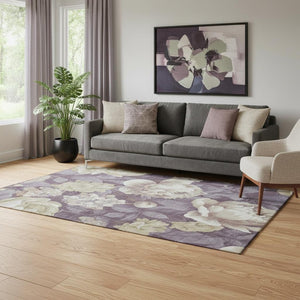 HomeRoots 5' X 8' Floral Washable Area Rug in Beige, Ivory & Tan - UV Protected, Durable, and Elegant Design 694426