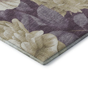 HomeRoots 5' X 8' Floral Washable Area Rug in Beige, Ivory & Tan - UV Protected, Durable, and Elegant Design 694426