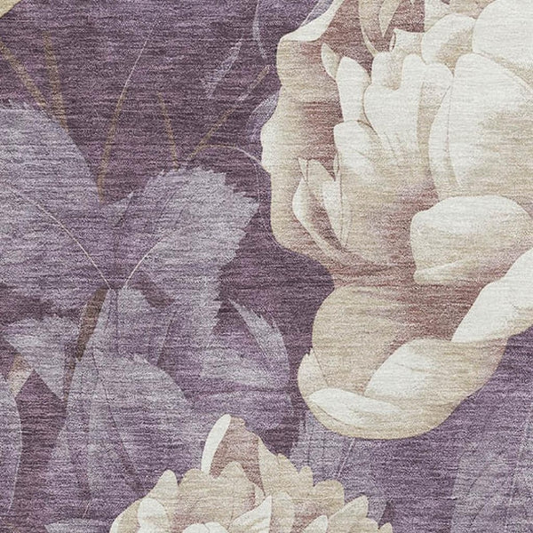 HomeRoots 5' X 8' Floral Washable Area Rug in Beige, Ivory & Tan - UV Protected, Durable, and Elegant Design 694426