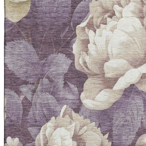 HomeRoots 5' X 8' Floral Washable Area Rug in Beige, Ivory & Tan - UV Protected, Durable, and Elegant Design 694426