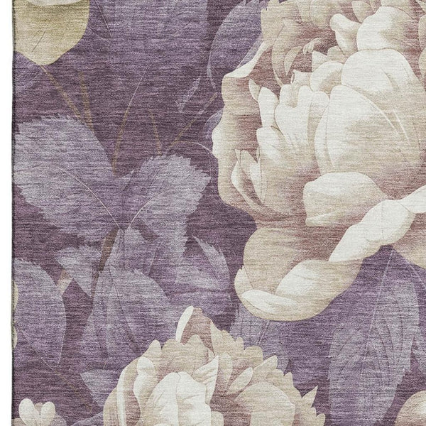 HomeRoots 5' X 8' Floral Washable Area Rug in Beige, Ivory & Tan - UV Protected, Durable, and Elegant Design 694426