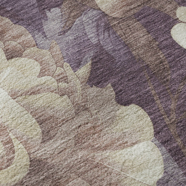 HomeRoots 8' Elegant Beige, Ivory & Tan Floral Washable Area Rug with UV Protection for Busy Homes & Style 694428