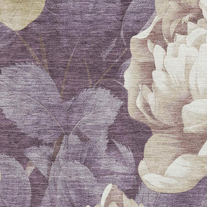 HomeRoots 9' X 12' Floral Washable Area Rug - Beige, Ivory & Tan with UV Protection for Family-Friendly Spaces 694429