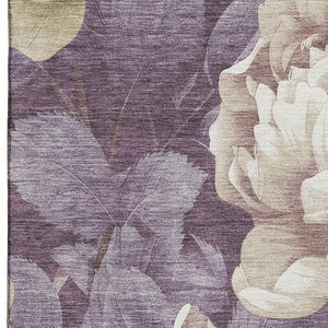 HomeRoots 10' X 14' Washable Beige Ivory Tan Floral Area Rug with UV Protection - Stylish Comfort for Any Space 694430