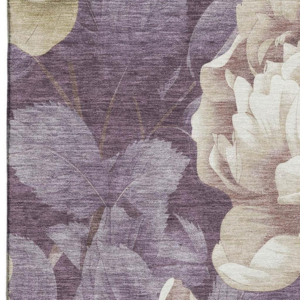 HomeRoots 10' X 14' Washable Beige Ivory Tan Floral Area Rug with UV Protection - Stylish Comfort for Any Space 694430