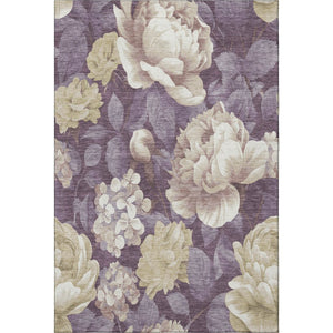 HomeRoots 10' X 14' Washable Beige Ivory Tan Floral Area Rug with UV Protection - Stylish Comfort for Any Space 694430