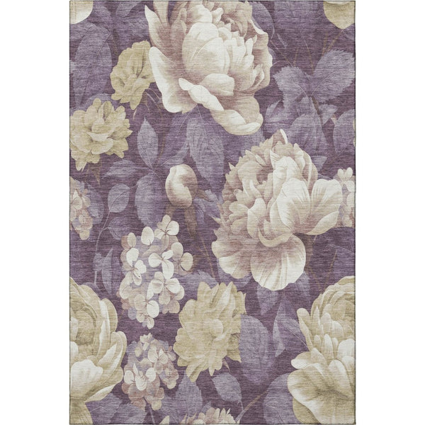 HomeRoots 10' X 14' Washable Beige Ivory Tan Floral Area Rug with UV Protection - Stylish Comfort for Any Space 694430