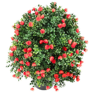English Elm 2-pack Artificial Rose Topiary Ball Trees Uv Resistant Lifelike Blooms for Patio Entryway W2181P362938