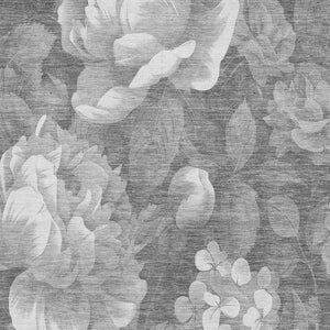 HomeRoots 9' X 12' Elegant Gray Silver Charcoal Floral Area Rug - Washable, UV Protected & Pet Friendly! 694435