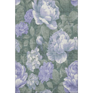 HomeRoots 5' X 8' Floral Area Rug in Lavender Green & Ivory – Washable, Stain-Resistant, UV Protected Charm 694438