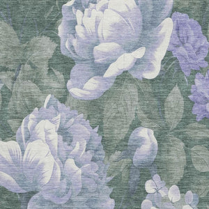 HomeRoots 8' Floral Washable Area Rug in Lavender Green & Ivory - Durable, UV-Protected, Soft & Stylish 694440