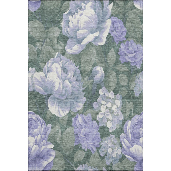 HomeRoots 10' Floral Area Rug in Lavender, Green & Ivory - Washable, UV Protected, Perfect for Any Room 694442
