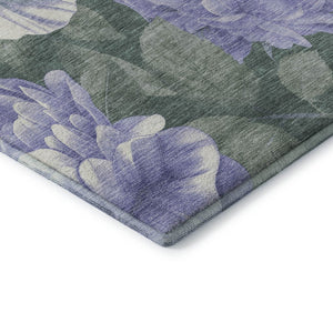 HomeRoots 10' Floral Area Rug in Lavender, Green & Ivory - Washable, UV Protected, Perfect for Any Room 694442