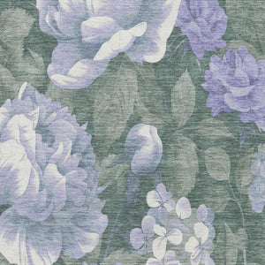 HomeRoots 10' Floral Area Rug in Lavender, Green & Ivory - Washable, UV Protected, Perfect for Any Room 694442