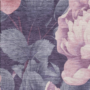 HomeRoots 5' X 8' Stylish Pink Gray & Mauve Floral Area Rug - Washable, UV Protected, Non-Slip & Durable! 694444