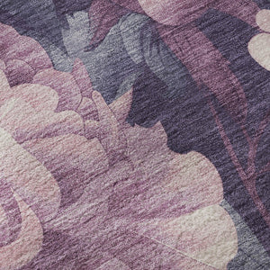 HomeRoots 8' X 8' Floral Washable Round Rug in Pink, Gray & Mauve – UV Protected, Durable & Stain Resistant! 694445