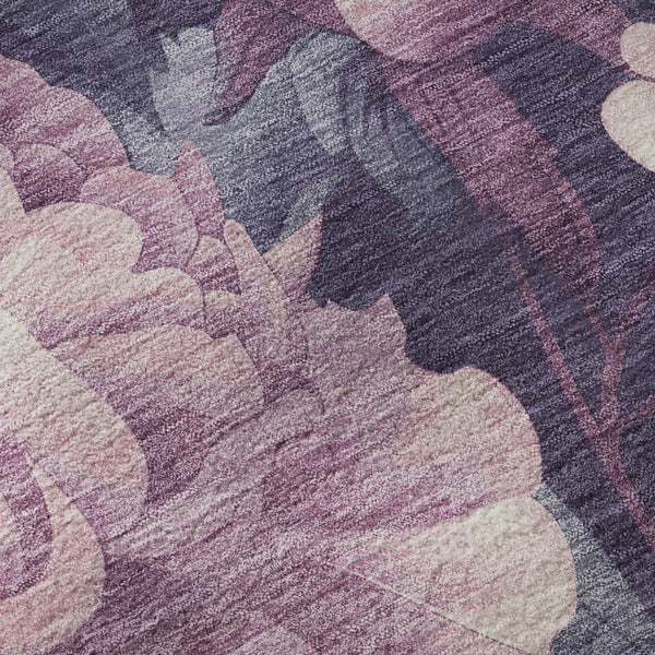 HomeRoots 8' X 8' Floral Washable Round Rug in Pink, Gray & Mauve – UV Protected, Durable & Stain Resistant! 694445