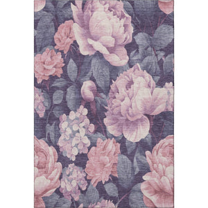 HomeRoots 8' Floral Area Rug in Pink, Gray & Mauve - Washable, Stain Resistant & UV Protected for Every Space 694446
