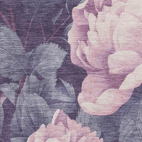 HomeRoots 9' X 12' Floral Area Rug in Pink, Gray & Mauve – Washable, UV-Protected, Non-Slip for Family Spaces 694447