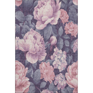 HomeRoots 10' X 14' Floral Area Rug in Soft Pink, Gray & Mauve – Washable, Durable, UV-Protected Charm 694448