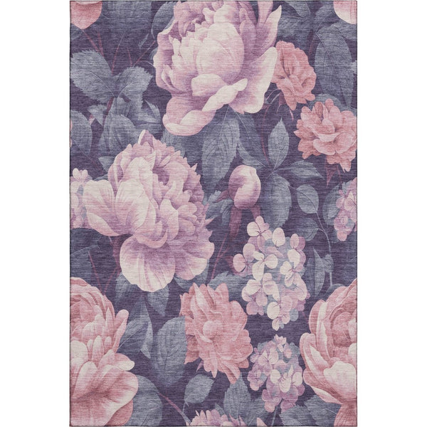 HomeRoots 10' X 14' Floral Area Rug in Soft Pink, Gray & Mauve – Washable, Durable, UV-Protected Charm 694448
