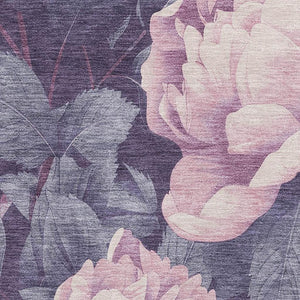 HomeRoots 10' X 14' Floral Area Rug in Soft Pink, Gray & Mauve – Washable, Durable, UV-Protected Charm 694448