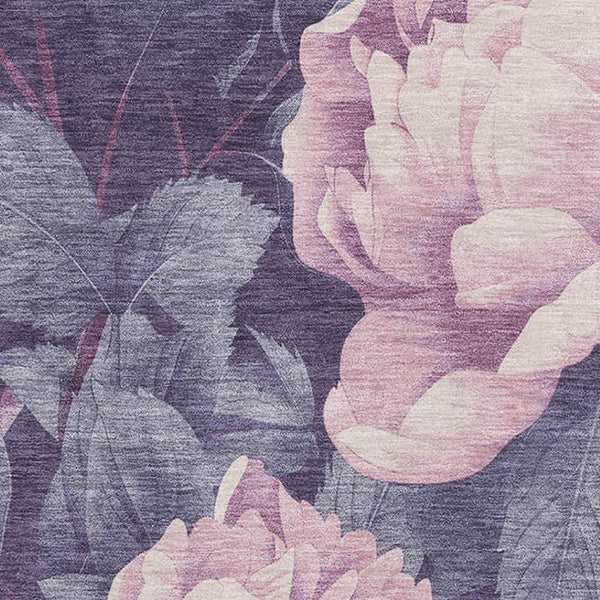 HomeRoots 10' X 14' Floral Area Rug in Soft Pink, Gray & Mauve – Washable, Durable, UV-Protected Charm 694448
