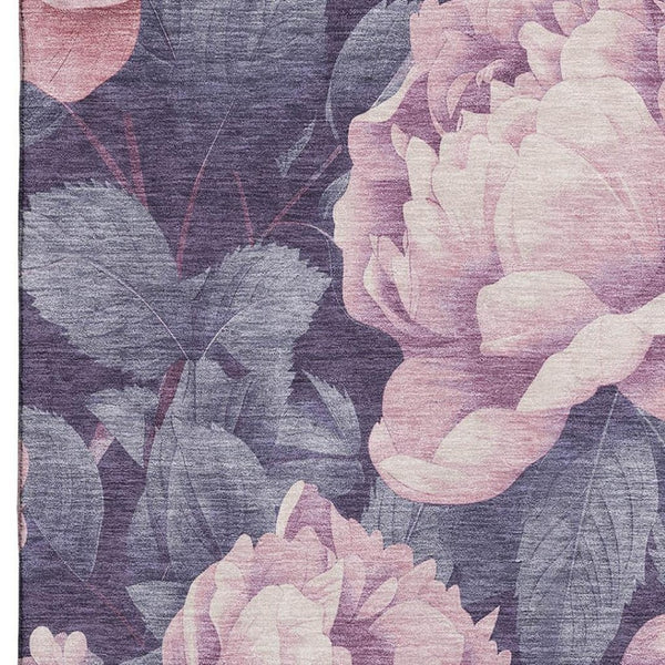 HomeRoots 10' X 14' Floral Area Rug in Soft Pink, Gray & Mauve – Washable, Durable, UV-Protected Charm 694448