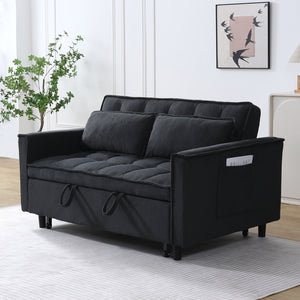 English Elm 54.30" Convertible Sofa Bed with Solid Wood Frame, 500lb Capacity, Fabric Upholstery, Beige-Dark Gray Options W1658P292360