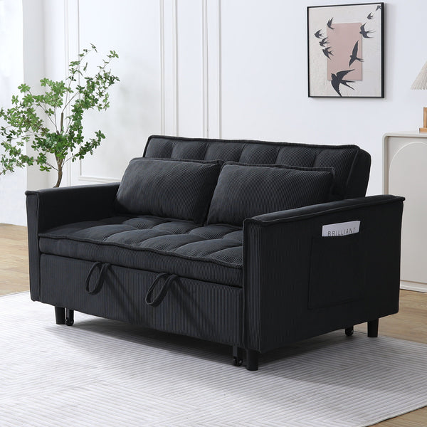 English Elm 54.30" Convertible Sofa Bed with Solid Wood Frame, 500lb Capacity, Fabric Upholstery, Beige-Dark Gray Options W1658P292360