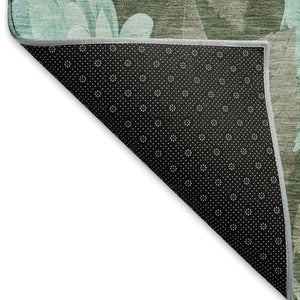 HomeRoots 9' X 12' Stylish Pale Aqua & Brown Floral Area Rug – Durable, Washable & UV-Protected for Everyday Use 694453