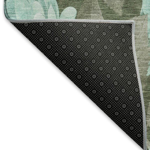 HomeRoots 9' X 12' Stylish Pale Aqua & Brown Floral Area Rug – Durable, Washable & UV-Protected for Everyday Use 694453
