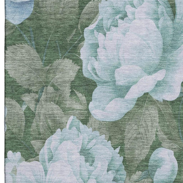 HomeRoots 10' Sky Blue & Taupe Floral Area Rug - Washable, UV Protected, Stain Resistant for High-Traffic Spaces 694460