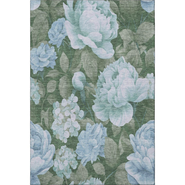 HomeRoots 10' Sky Blue & Taupe Floral Area Rug - Washable, UV Protected, Stain Resistant for High-Traffic Spaces 694460