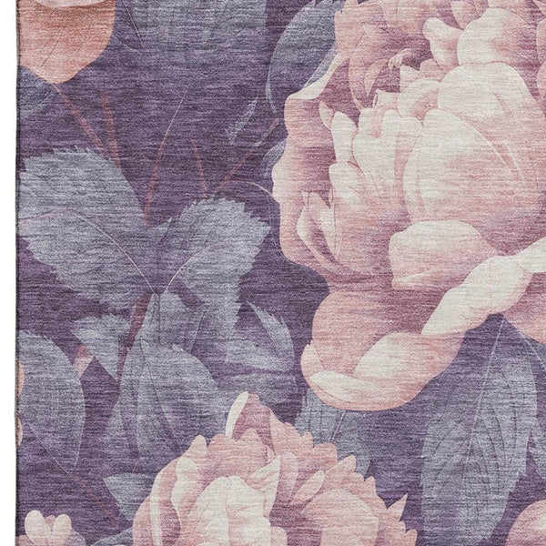 HomeRoots 5' X 8' Salmon Gray & Ivory Floral Area Rug - Washable, UV Protected, Stain Resistant, Non-Slip Design 694462