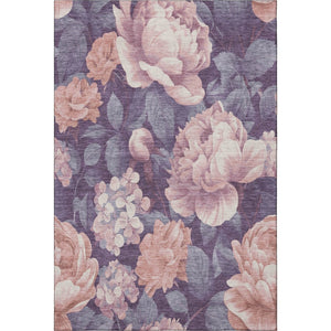 HomeRoots 9' X 12' Salmon Gray and Ivory Floral Area Rug – Washable, Stain Resistant, UV Protected for Homes 694465