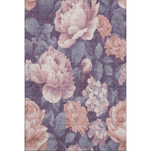 HomeRoots 10' X 14' Salmon Gray & Ivory Floral Area Rug – Washable, UV-Protected, Perfect for Family Homes! 694466