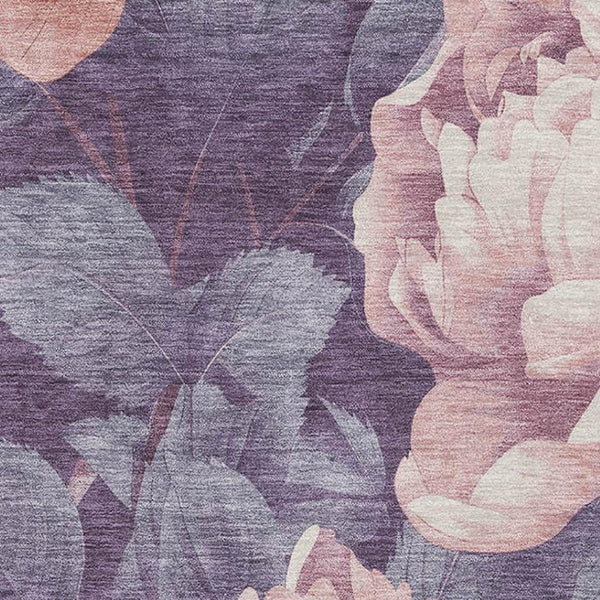 HomeRoots 10' X 14' Salmon Gray & Ivory Floral Area Rug – Washable, UV-Protected, Perfect for Family Homes! 694466