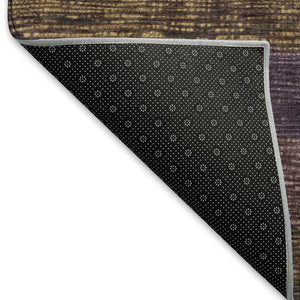 HomeRoots 8' X 8' Brown Plum Gold Striped Round Rug - Washable, UV Protected, Soft, Durable & Stylish Décor 694469
