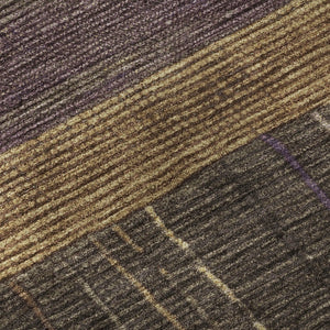 HomeRoots 8' X 8' Brown Plum Gold Striped Round Rug - Washable, UV Protected, Soft, Durable & Stylish Décor 694469