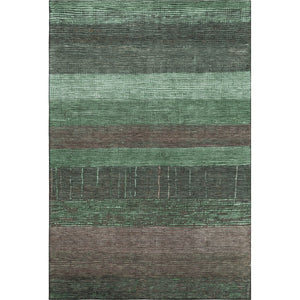 HomeRoots 5' X 8' Washable Striped Area Rug in Green and Taupe - UV Protected, Durable & Easy to Clean! 694474