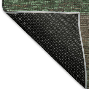 HomeRoots 5' X 8' Washable Striped Area Rug in Green and Taupe - UV Protected, Durable & Easy to Clean! 694474