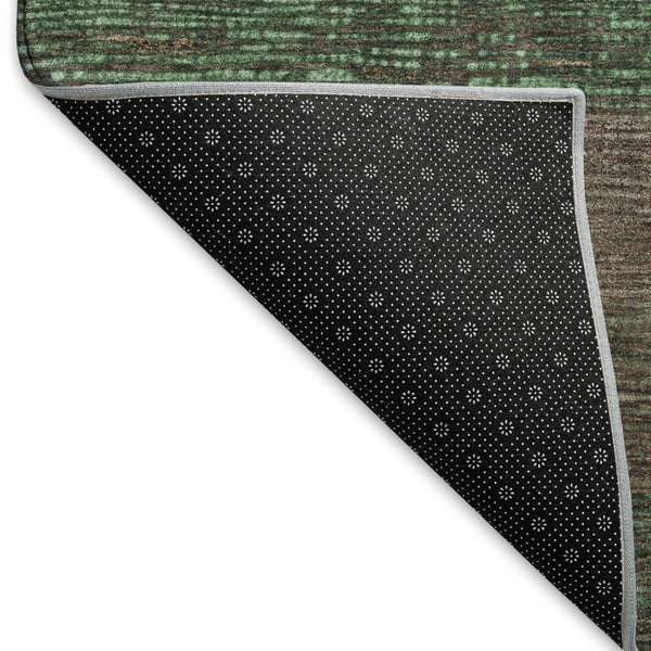 HomeRoots 5' X 8' Washable Striped Area Rug in Green and Taupe - UV Protected, Durable & Easy to Clean! 694474